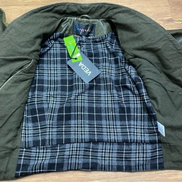 New Veda‎ x Lazerade Domino Moto Jacket Textured Leather Women Size XS NWT - Picture 5 of 9